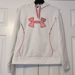 NWOT - Under Armour white hoodie with pink camouflage detail